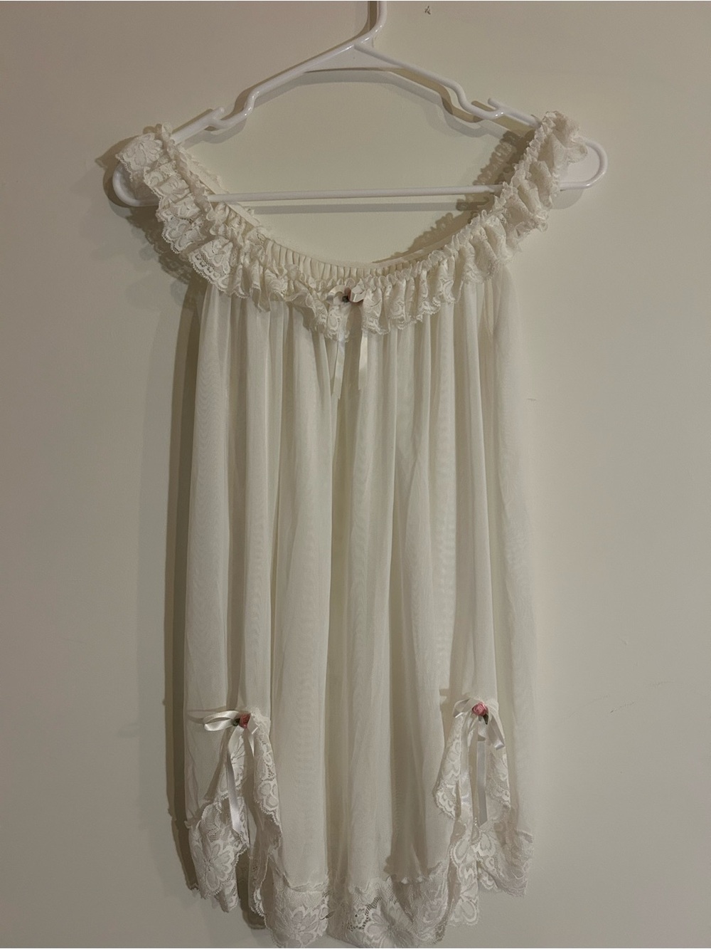 Women’s Ivory Lace-Trim Baby Doll Dress